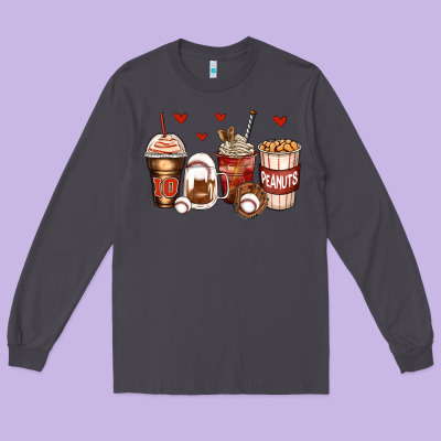 Baseball Coffee Cups Long Sleeve Tee Designed By Zillion Design Studio