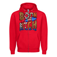 Red boom bitch get out the way Zipper Hoodie - HRA Design Shop
