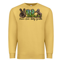Antique Gold Peace Love Baby Gorilla Premium Sweatshirt - LillyAllenDesigns