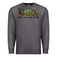 Charcoal Heather Peace Love Baby Gorilla Premium Sweatshirt - LillyAllenDesigns