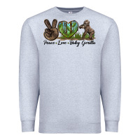 Heather Grey Peace Love Baby Gorilla Premium Sweatshirt - LillyAllenDesigns