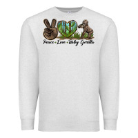Oatmeal Heather Peace Love Baby Gorilla Premium Sweatshirt - LillyAllenDesigns