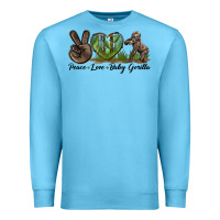 Ocean Blue Peace Love Baby Gorilla Premium Sweatshirt - LillyAllenDesigns