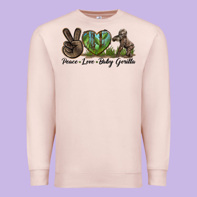 Peace Love Baby Gorilla Premium Sweatshirt Designed By Lillyallendesigns