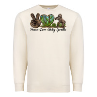 Sandshell Peace Love Baby Gorilla Premium Sweatshirt - LillyAllenDesigns