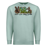 Seafoam Peace Love Baby Gorilla Premium Sweatshirt - LillyAllenDesigns