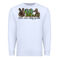 White Peace Love Baby Gorilla Premium Sweatshirt - LillyAllenDesigns