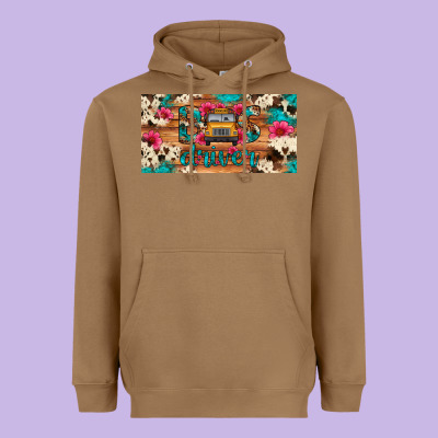 Bus Driver School Bus Cowhide License Plate Heavyweight Hoodie Designed By Artiststas
