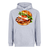 Heather Grey American hamburger Heavyweight Hoodie - AdoDesignShop