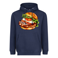 Navy American hamburger Heavyweight Hoodie - AdoDesignShop