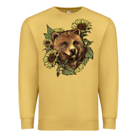 Antique Gold bear head sunflowers Premium Sweatshirt - NancyCooperArtShop