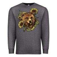 Charcoal Heather bear head sunflowers Premium Sweatshirt - NancyCooperArtShop