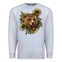Heather Grey bear head sunflowers Premium Sweatshirt - NancyCooperArtShop