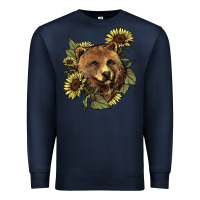 Navy bear head sunflowers Premium Sweatshirt - NancyCooperArtShop