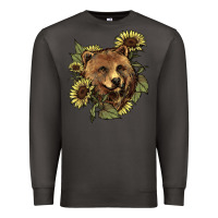 Smoke bear head sunflowers Premium Sweatshirt - NancyCooperArtShop