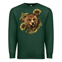 Sports Green bear head sunflowers Premium Sweatshirt - NancyCooperArtShop