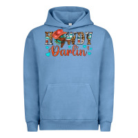 Pigment Pebble Blue Western Howdy Darlin Urban Hoodie - BundleAndBundleShop