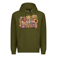 Army Green love horse western floral Premium Hoodie - NancyCooperArtShop