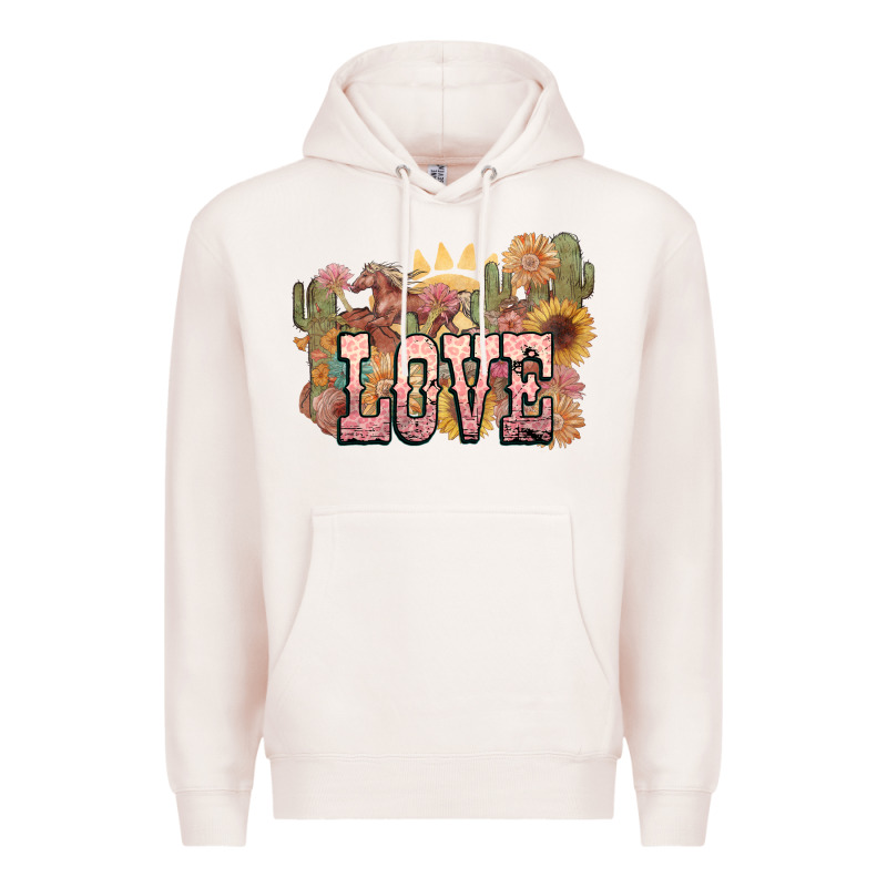 Love Horse Western Floral Premium Hoodie by NancyCooperArtShop | Teevron