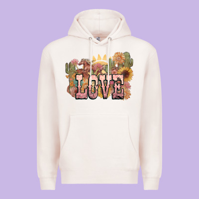 Love Horse Western Floral Premium Hoodie Designed By Nancycooperartshop