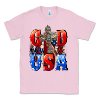 Bubblegum Pink God bless the USA  4th of july Classic Tee - CowGirlArtShop