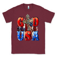 Burgundy God bless the USA  4th of july Classic Tee - CowGirlArtShop