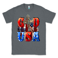 Charcoal Heather God bless the USA  4th of july Classic Tee - CowGirlArtShop