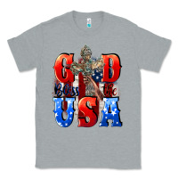 Heather Grey God bless the USA  4th of july Classic Tee - CowGirlArtShop
