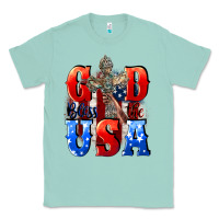 Seafoam God bless the USA  4th of july Classic Tee - CowGirlArtShop