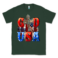 Sports Green God bless the USA  4th of july Classic Tee - CowGirlArtShop