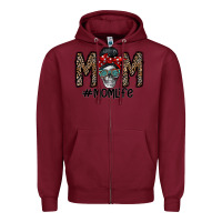 Burgundy mom life Zipper Hoodie - CowhideDigitalArt