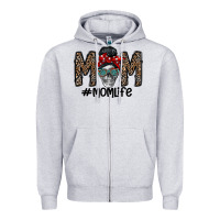 Heather Grey mom life Zipper Hoodie - CowhideDigitalArt