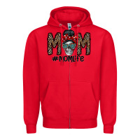 Red mom life Zipper Hoodie - CowhideDigitalArt