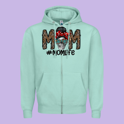 Mom Life Zipper Hoodie Designed By Cowhidedigitalart