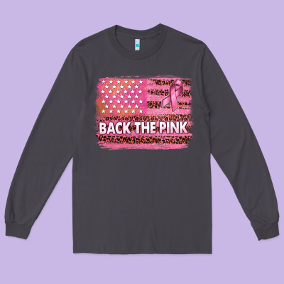 Back The Pink American Flag Long Sleeve Tee Designed By Texasbilliewilder