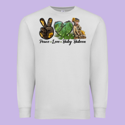 Peace Love Baby Baboon Premium Sweatshirt Designed By Lillyallendesigns