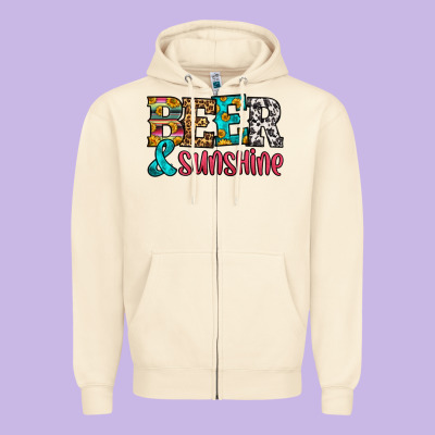 Beer And Sunshine Zipper Hoodie Designed By Hra Design Shop