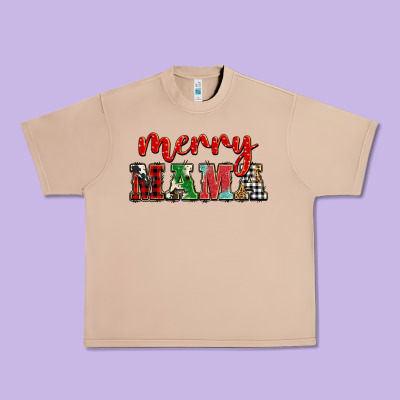 Christmas Merry Mama Urban Heavy Tee Designed By Barkaloodesign