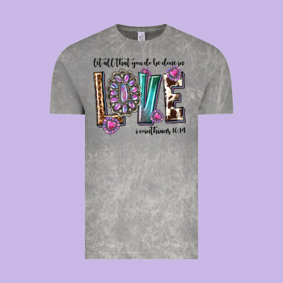 Vintage Tee western let all that you do be done in love with g