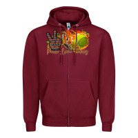 Burgundy peace love tennis Zipper Hoodie - RacoonDesign