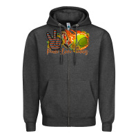 Charcoal Heather peace love tennis Zipper Hoodie - RacoonDesign