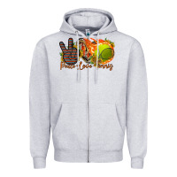 Heather Grey peace love tennis Zipper Hoodie - RacoonDesign
