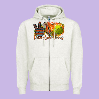 Peace Love Tennis Zipper Hoodie Designed By Racoondesign
