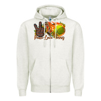 Oatmeal Heather peace love tennis Zipper Hoodie - RacoonDesign