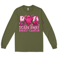 Army Green Boo Scare Away Breast Cancer Long Sleeve Tee - texasbilliewilder