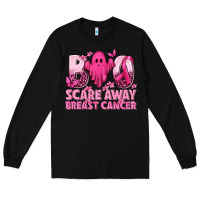 Black Boo Scare Away Breast Cancer Long Sleeve Tee - texasbilliewilder