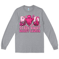 Heather Grey Boo Scare Away Breast Cancer Long Sleeve Tee - texasbilliewilder