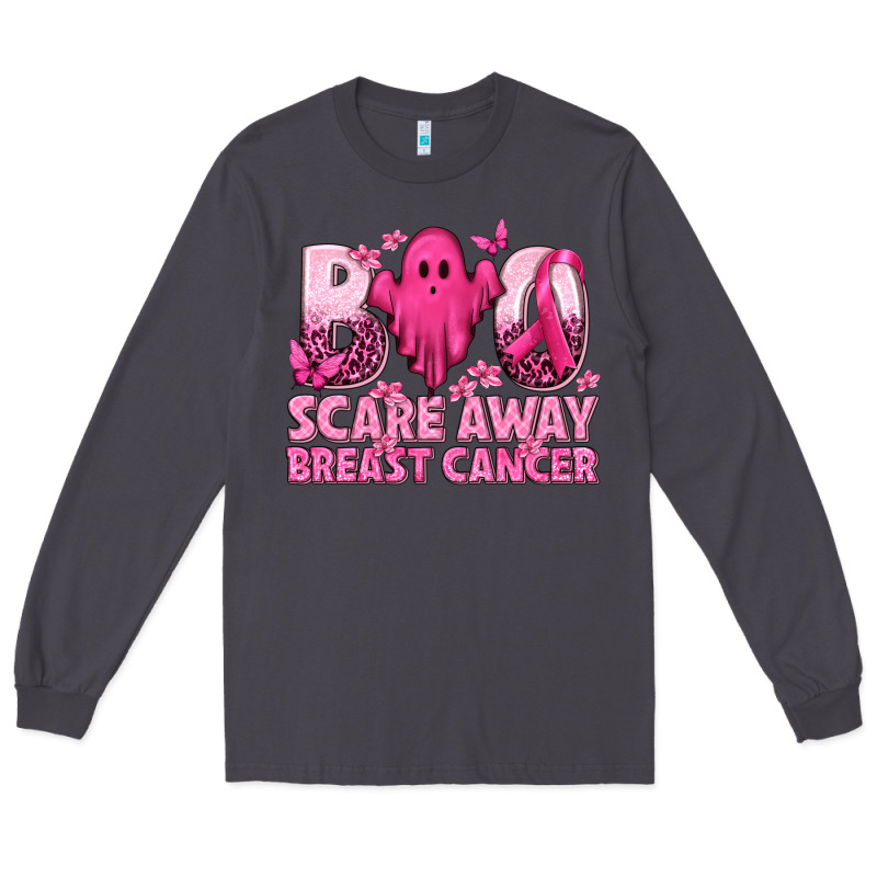 Boo Scare Away Breast Cancer Long Sleeve Tee by texasbilliewilder | Teevron