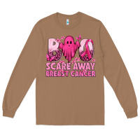 Toasted Coconut Boo Scare Away Breast Cancer Long Sleeve Tee - texasbilliewilder