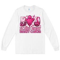 White Boo Scare Away Breast Cancer Long Sleeve Tee - texasbilliewilder